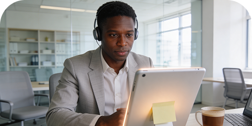 Adulto estudando inglês online